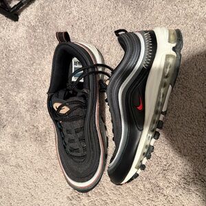 Nike Black and White Air Max 97 with Red Swoosh